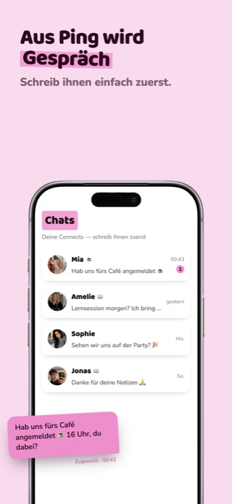 Aus Ping wird Gespräch: die Chat-Liste